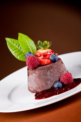 Chocolate Panna cotta with berries