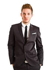 Handsome businessman isolated on white