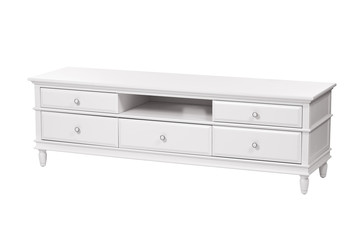 White wooden TV stand (chest of drawers) isolated over white