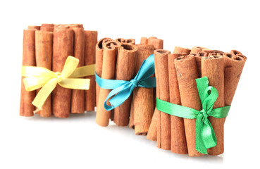 Cinnamon sticks isolated on white