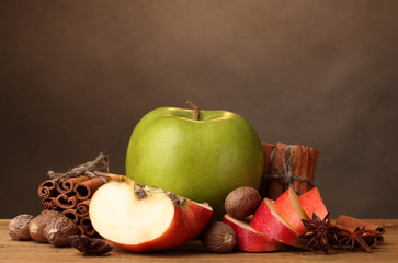 Cinnamon sticks,apples nutmeg and anise