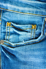 blue jeans pocket closeup.