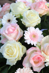 white and pink flower arrangement