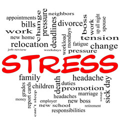 Stress word cloud concept in red caps - 39169122