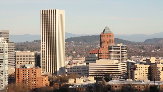 Panoramic View of Portland Oregon Downtown Cityscape