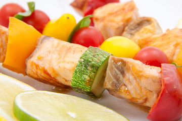 Salmon and Vegetable Skewers