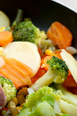 Fried vegetables in a griddle