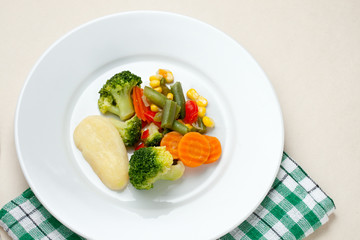Fried vegetables on the plate