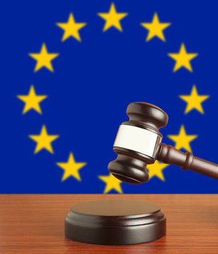 Gavel and Flag of Europe