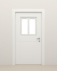 The door with the window.