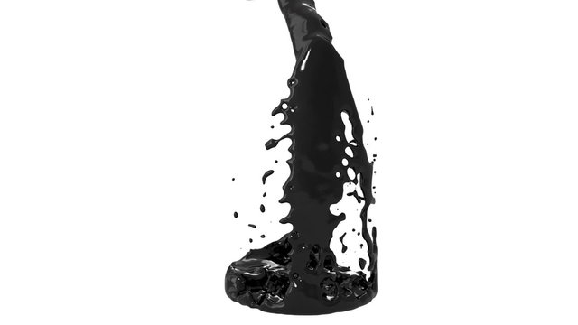black fluid flowing in an invisible glass