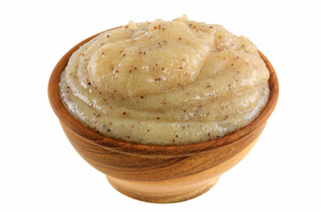 smashed brown sugar with almond oil and macadamia shell grains