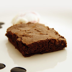 Brownie with Ice Cream and Chocolate Syrup