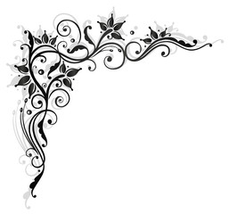 Ranke, flora, Blumen, Blüten, schwarz, grau