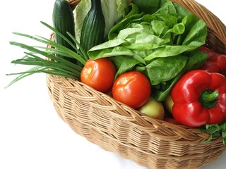 Basket with vegetables, isolated