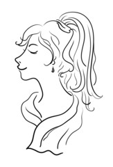 Female contours, vector sketch