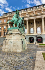 Fototapeta na wymiar Statue of the Hortobagy horseherd, Buda castle, Budapest