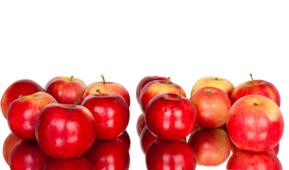 Red apples on a white background