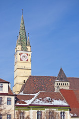 Obraz premium Church tower in Medias Transylvania Romania
