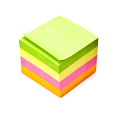 Post-it note isolated on a white studio background.