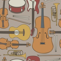 Seamless pattern with musical instruments