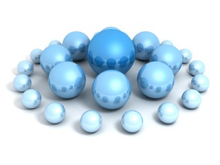 leadership concept with blue spheres big and small size