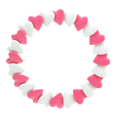 Circular frame border made of hearts isolated