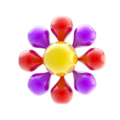 Abstract glossy flower icon isolated