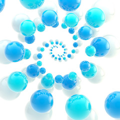 Twirl made of spheres as an abstract background