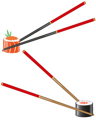 sushi and chopsticks vector illustration