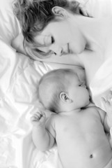 Mother and baby. Happy family.