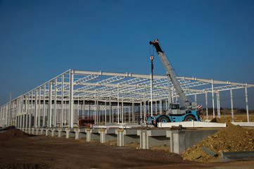 Construction site of modern warehouse