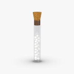 3d render of flask with homeopatics