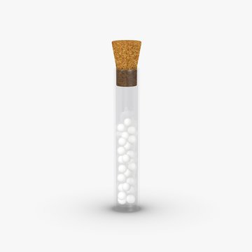 3d render of flask with homeopatics