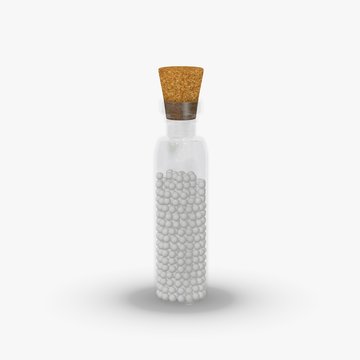 3d render of flask with homeopatics