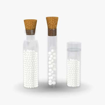 3d render of flask with homeopatics