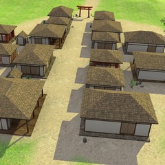 3d render of japanese village