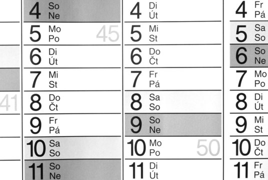 Detail: Jahresplaner - Wandkalender - Wochen undTage