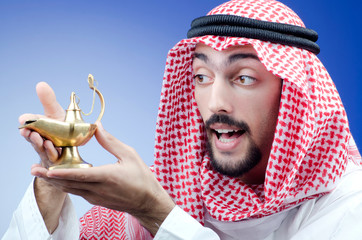 Arab and ancient golden lamp