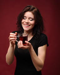 beautiful woman with cup of tea