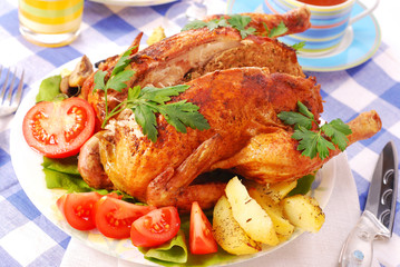 roasted chicken stuffed with liver