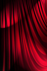 Brightly lit curtains in theatre concept