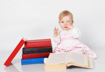 Baby reading book