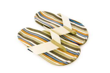 Fototapeta premium Summer colourful shoes on white
