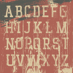 Vintage grunge western alphabet, vector set