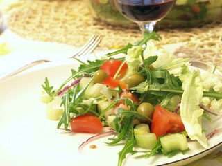 Diet salad served  in a restaurant