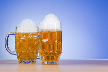 Beer glass on the table