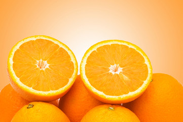 Oranges on the gradient background