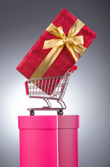 Christmas shopping concept with shopping cart