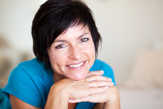 Closeup Portrait Of Elegant Middle Aged Woman